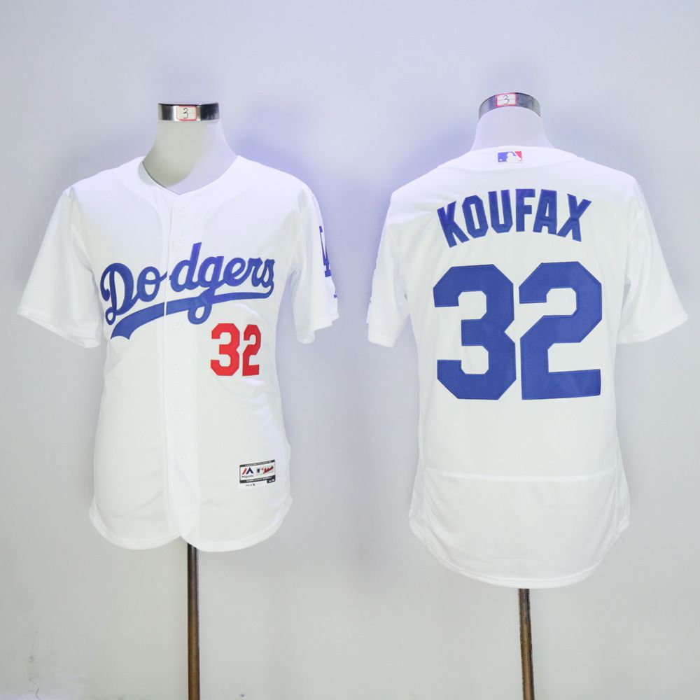 Men Los Angeles Dodgers #32 Koufax White Throwback MLB Jerseys